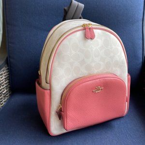 Coach 5671 Court Backpack In Signature Canvas Chalk / Taffy